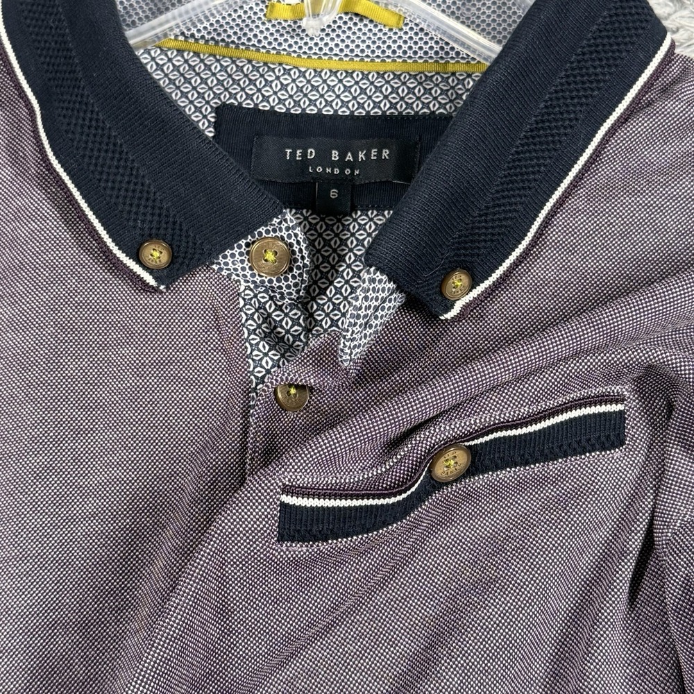 Ted Baker Mens Shirt Purple Short Sleeve Stretch Cotton‎ London Polo Size 6